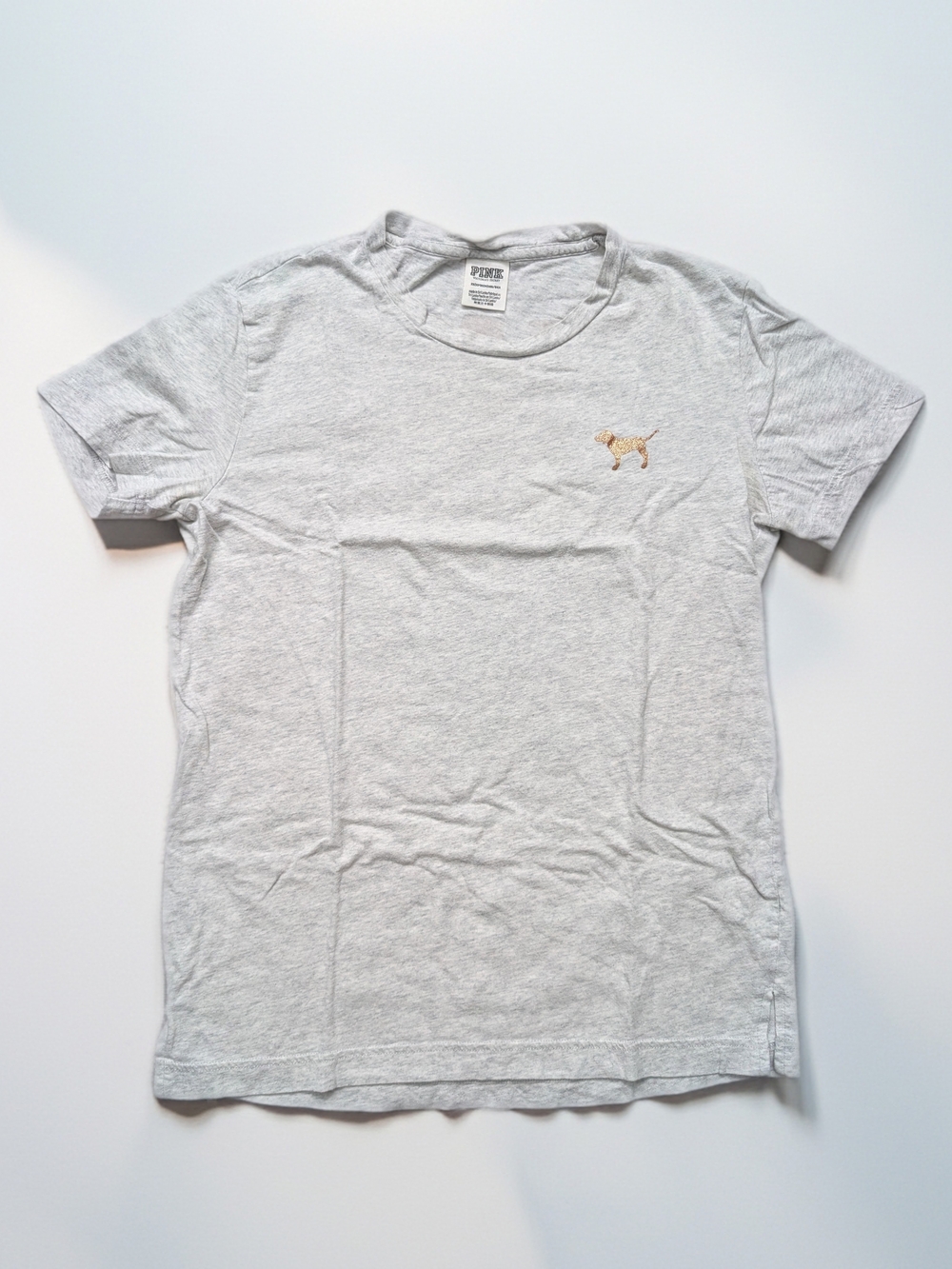 Pink Victoria's Secret Short Sleeve Glittery Logo Campus Tee